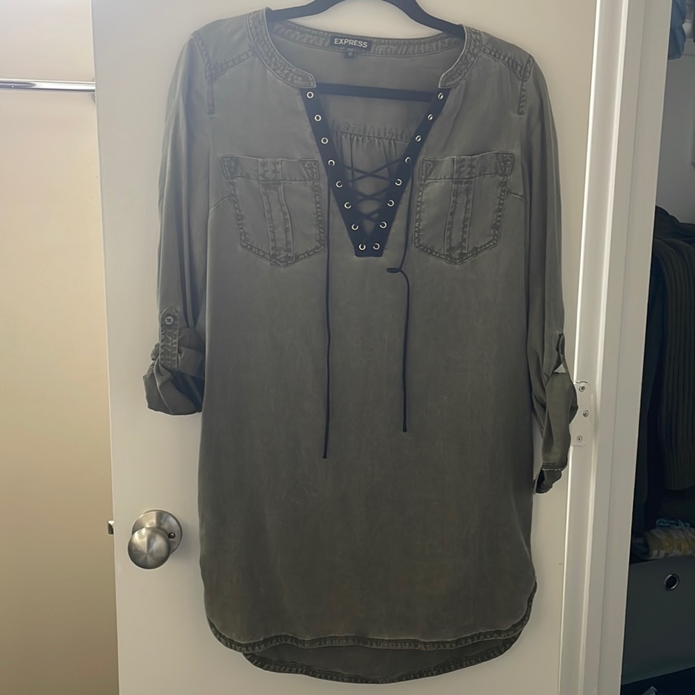 Olive green 3/4 sleeve dress